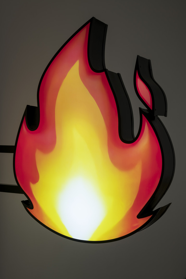 On Fire, 2023 Double sided LED sign, metal 80 x 100 x 15 cm