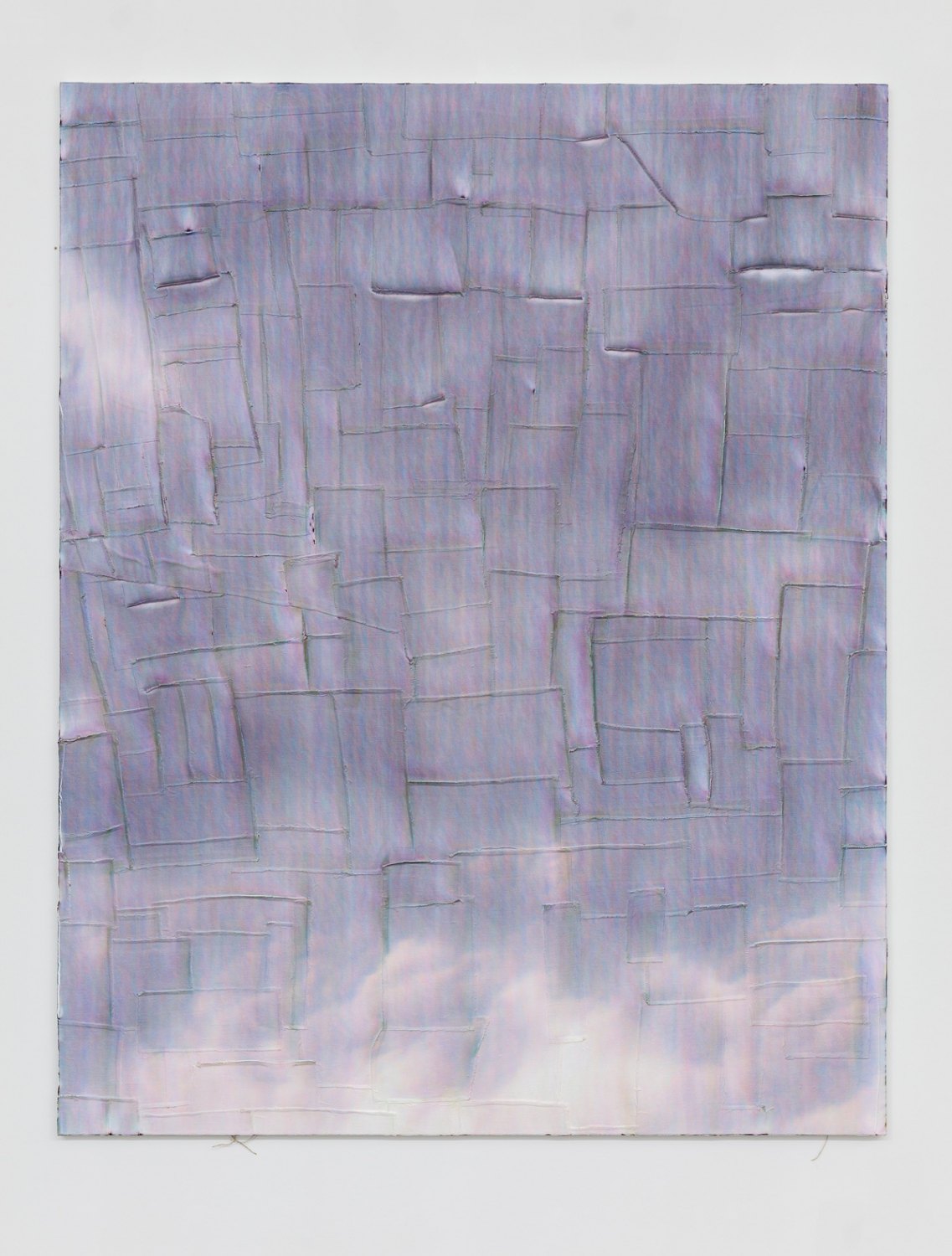 Sergej Jensen The Weather, 2017 UV print and acrylic on sewn linen, 203 x 160 x 3 cm 