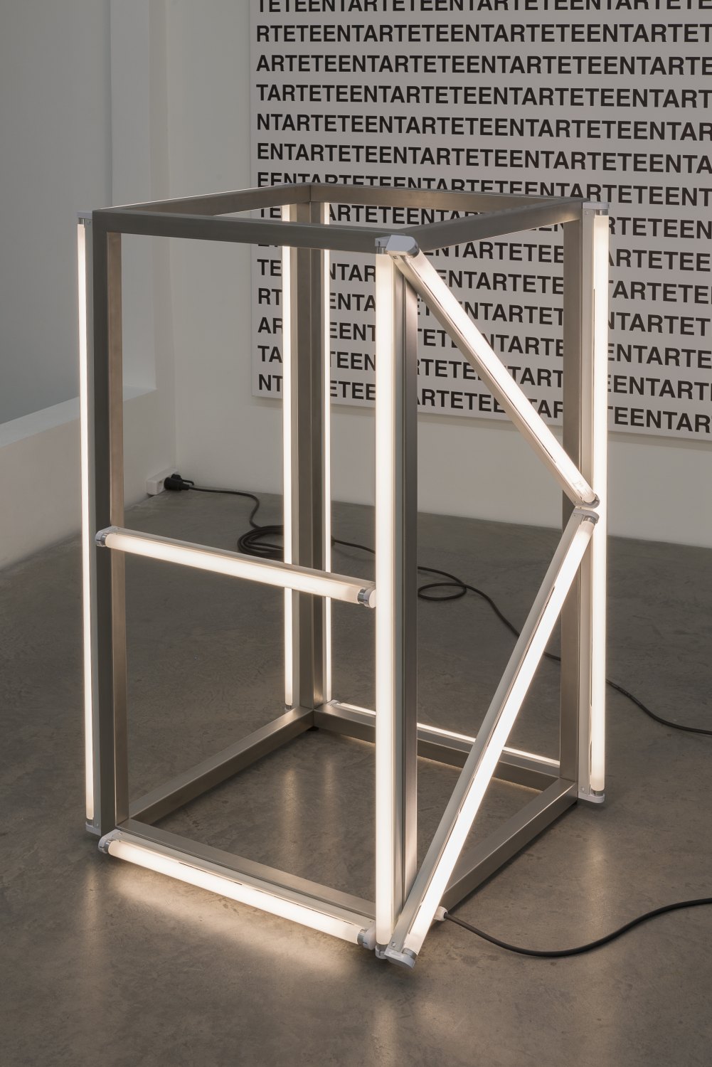 Karl Holmqvist Untitled (FUCK), 2016 Steel, fluorescent tube, 120 x 73 x 73 cm  