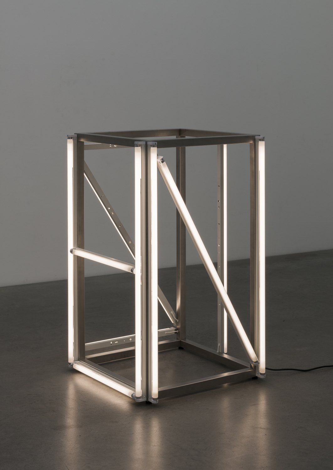 Karl Holmqvist Untitled (NAZI), 2016 Steel, fluorescent tubes, 120 x 73 x 73 cm  