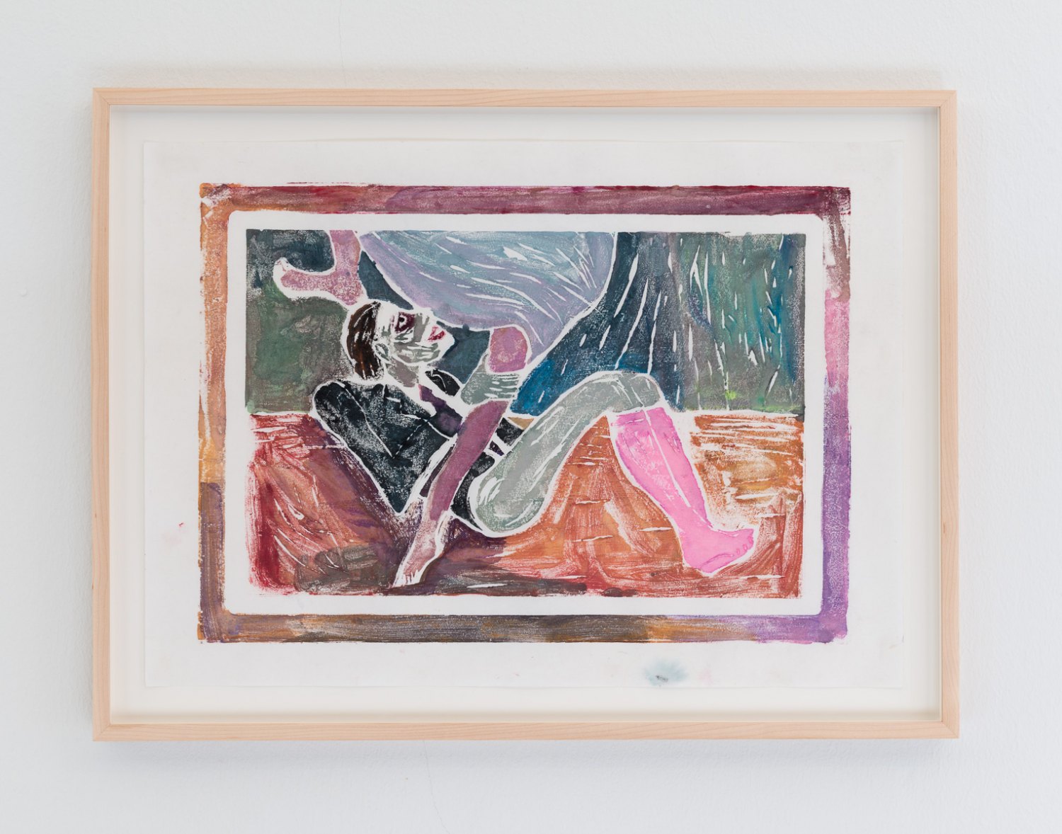 Jill Mulleady New Skin for the Old Ceremony I, 2017 Woodcut, 50 x 68 cm