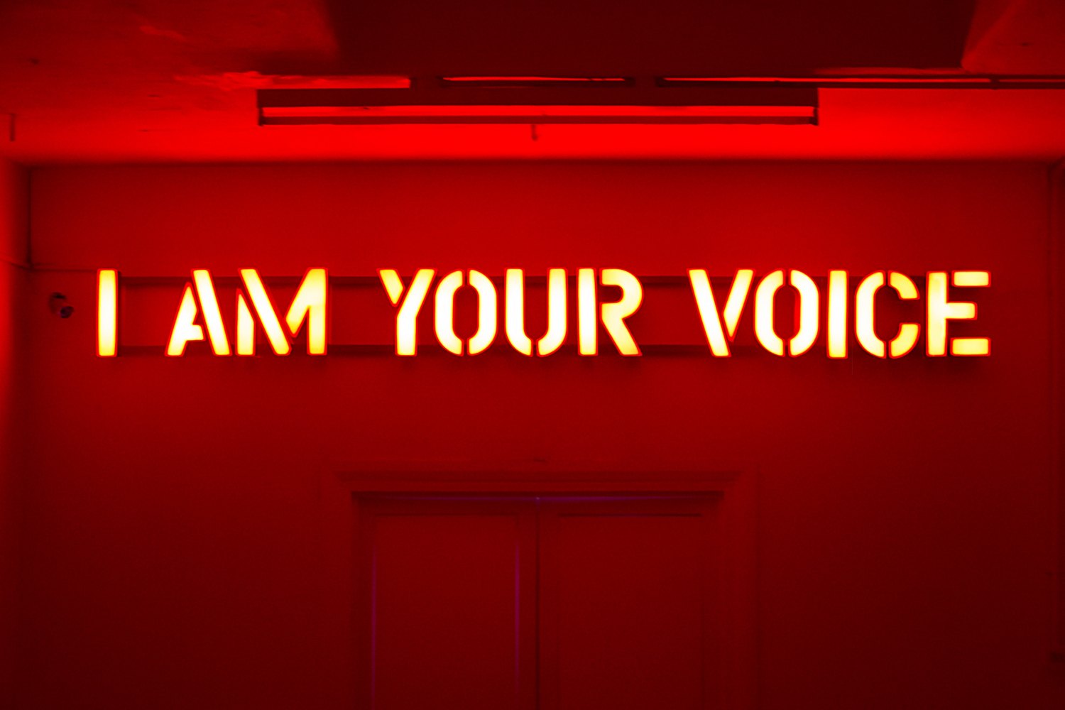 Claire Fontaine  Untitled (I am your voice), 2016 Wall mounted LED constructed letters, 31 x 0.31 x 6 cm 