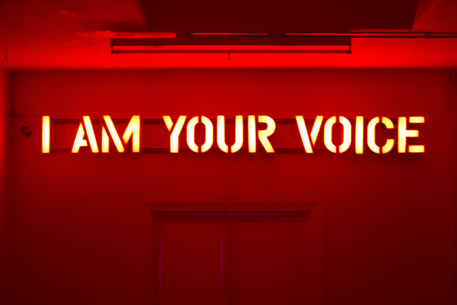 Claire Fontaine  Untitled (I am your voice), 2016 Wall mounted LED constructed letters, 31 x 0.31 x 6 cm 
