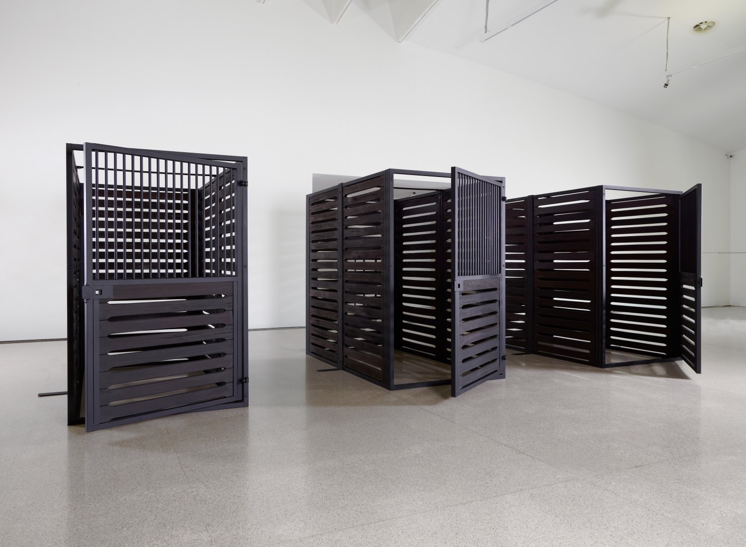 Tom Burr put out, 2003 Galvanized steel, wood, paint, 230 x 149 x 259 cm