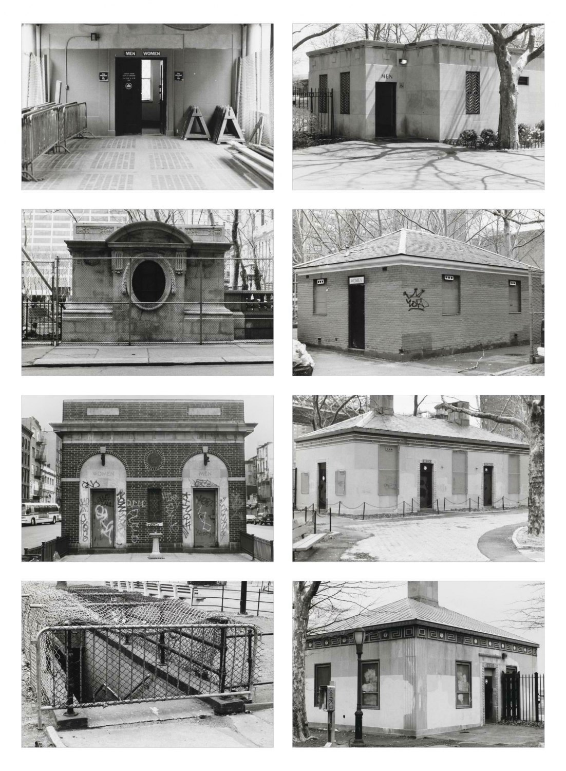 Tom Burr Unearthing the public restrooms, 1994 8 b/w-photographs, each 16 x 24 cm 