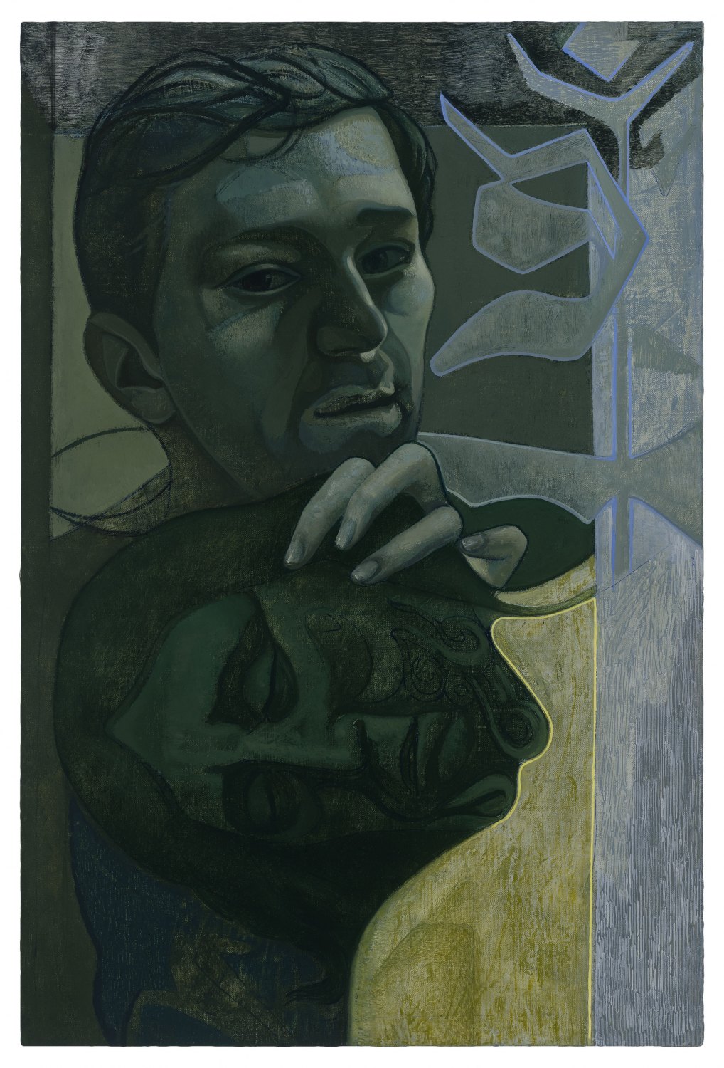 Victor Man Self Portrait With The Yellow Shadow of Christ, 2019 Oil on canvas, 46 x 32 cm