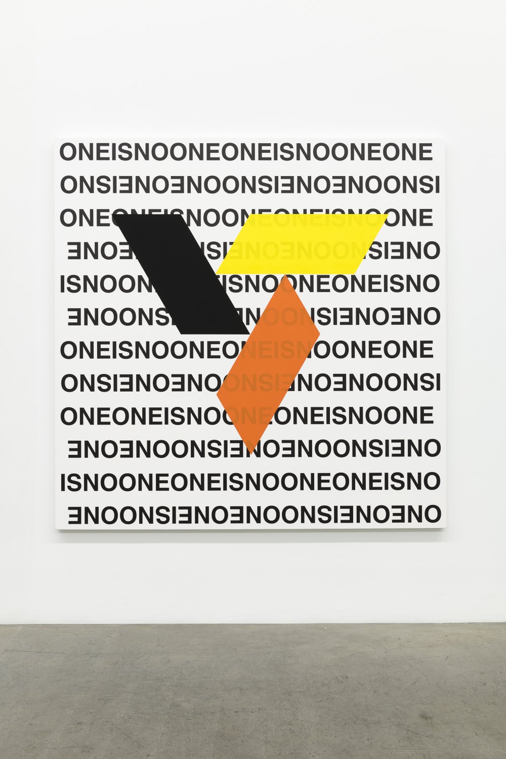 Karl Holmqvist Untitled (Geometric Abstraction ONEISNOONE), 2016-2021 UV digital print and high flow acrylics on canvas 180 x 180 cm  