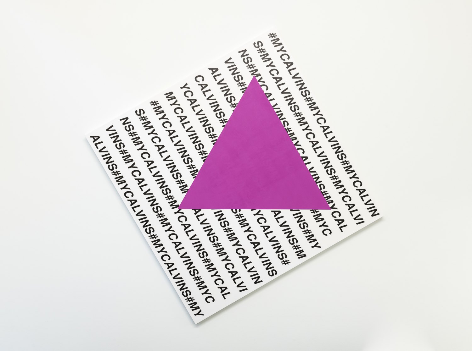 Karl Holmqvist Untitled (PinkTriangle #MYCALVINS), 2016-2021 UV digital print and high flow acrylics on canvas 180 x 180 cm