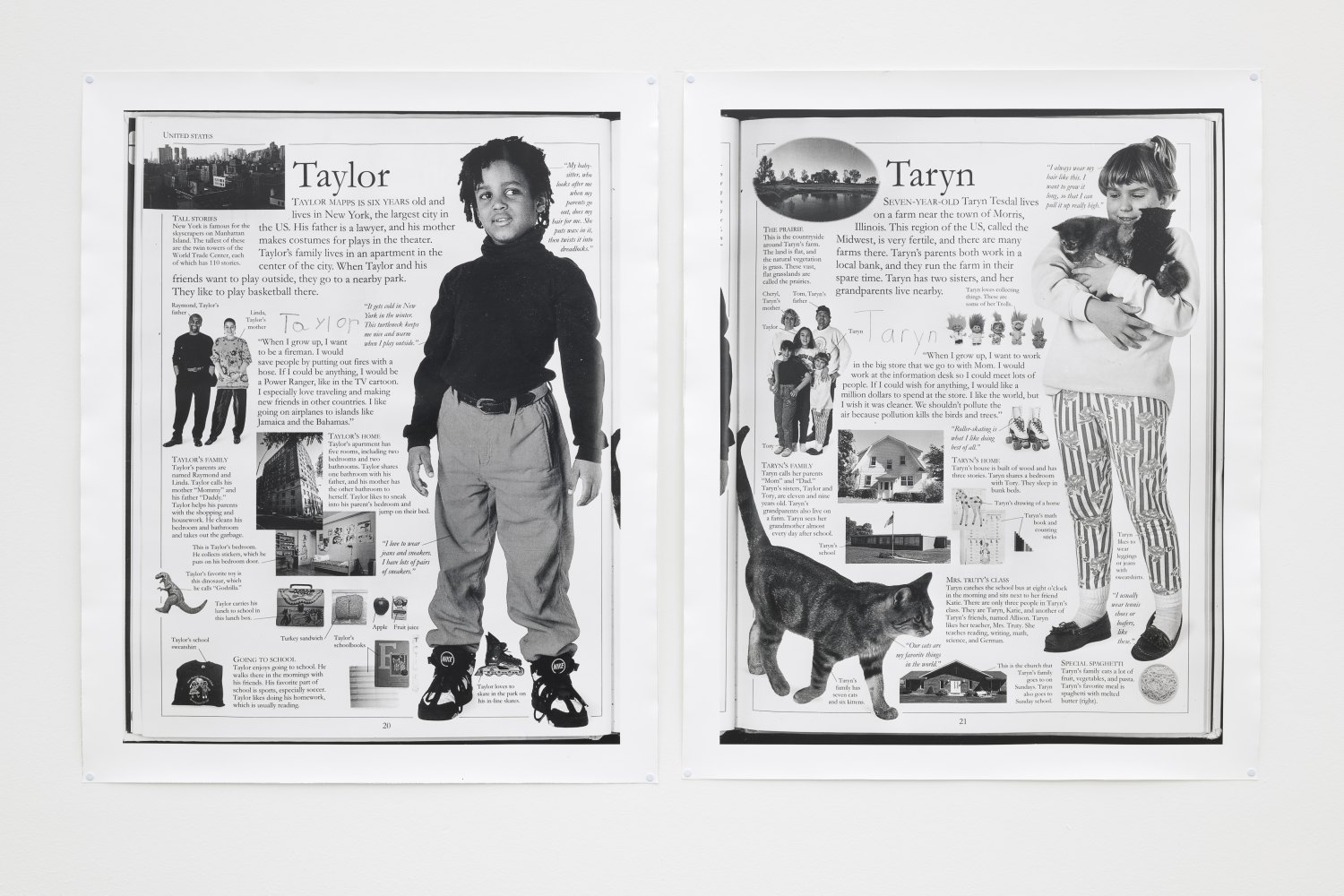 Win McCarthy  Taryn & Taylor, 2021 Silver gelatin prints, push pins each 101 x 82 cm 