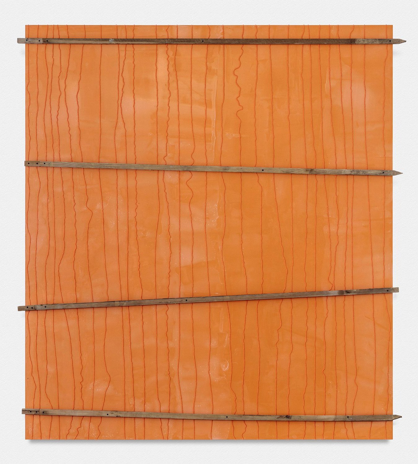 SoiL Thornton Positive Reinforcements, Which Boundaries Do We See, Does Slim Jim Sound Less Sexist Than Slim Jane, 2017 Acrylic paint, yarn, glue, and wood on wood panel 244 x 228.5 x 7.5 cm