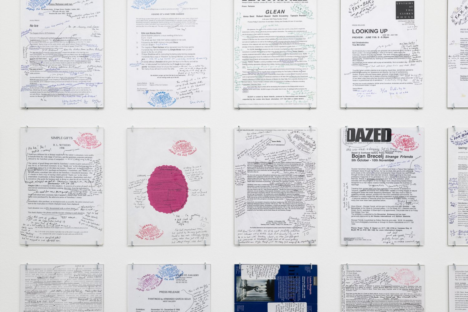 Detail view, BANK, Status Quo. We wanted to paint the walls pink and blue and have a golf buggy in the gallery but all we got was this white cube graveyard, Galerie Neu, Berlin, 2022