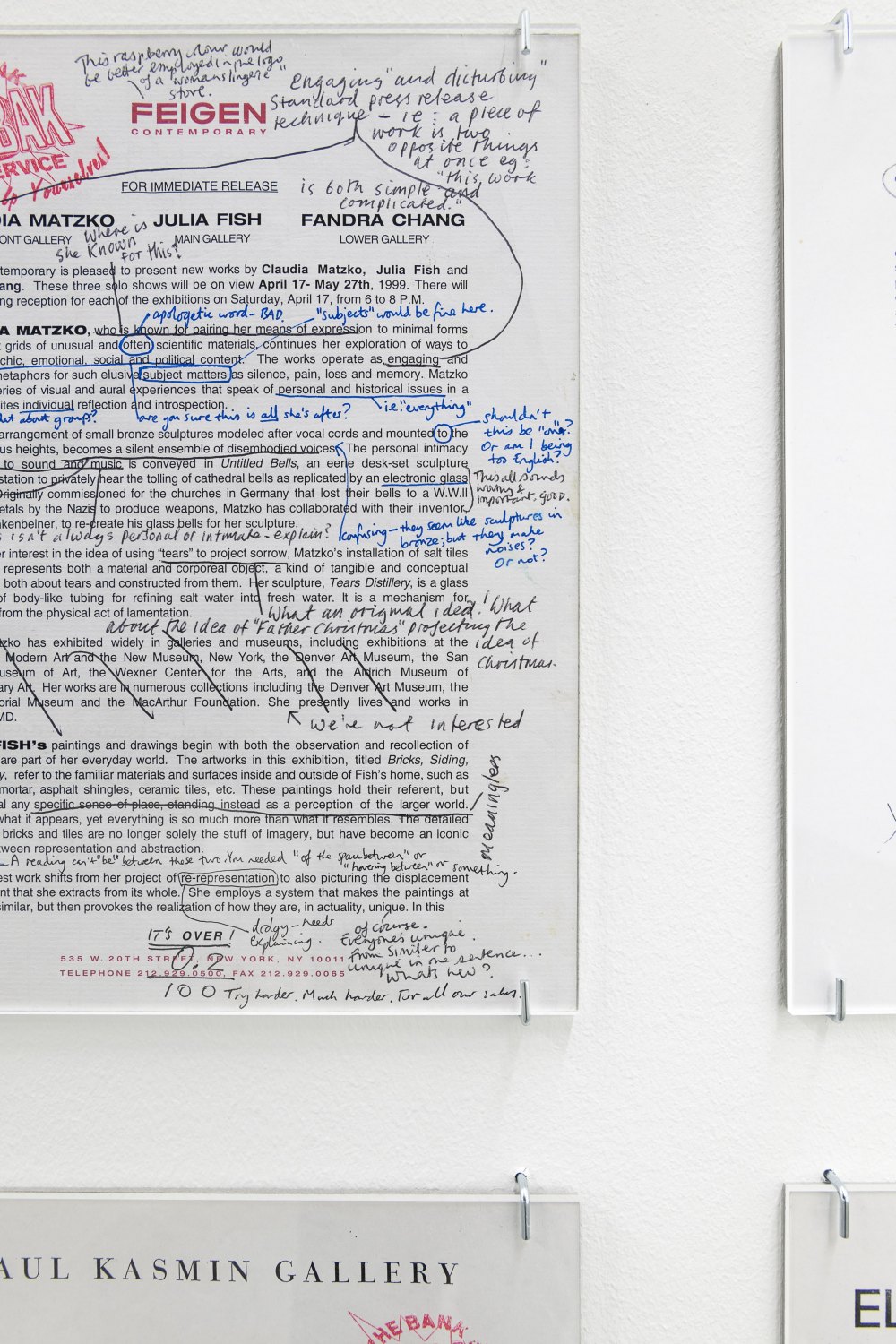 Detail view, BANK, Status Quo. We wanted to paint the walls pink and blue and have a golf buggy in the gallery but all we got was this white cube graveyard, Galerie Neu, Berlin, 2022