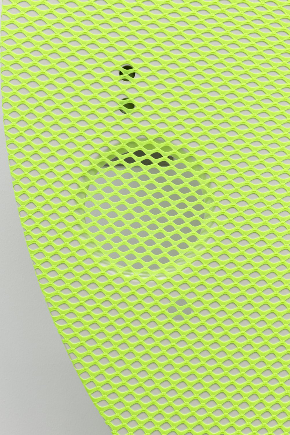 Yngve Holen,  I don’t trust anyone for the most part. But then again, I am my own creature, 2015   Plastic, mesh, steel, Detail 
