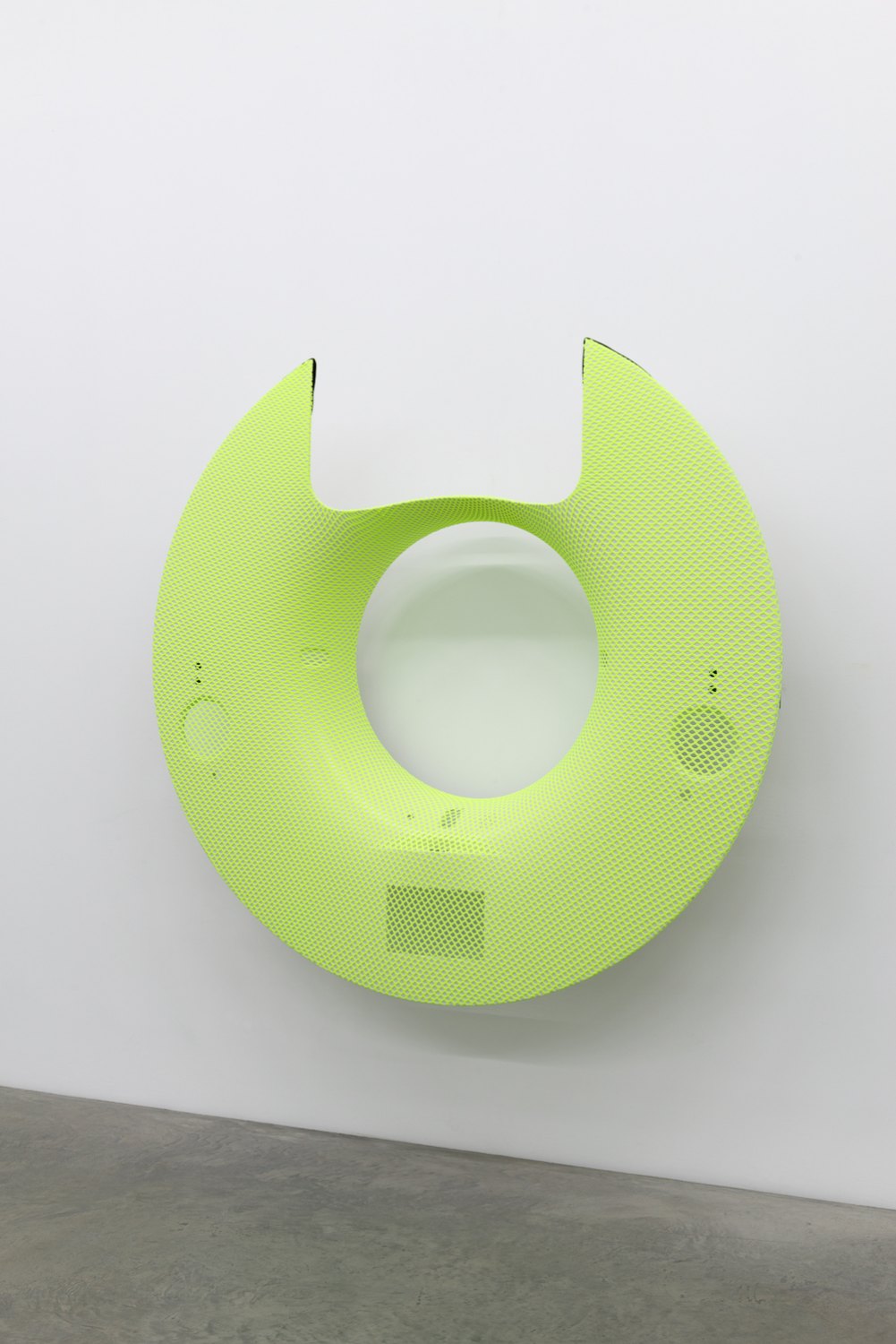 Yngve Holen,  I don’t trust anyone for the most part. But then again, I am my own creature, 2015  Plastic, mesh, steel 