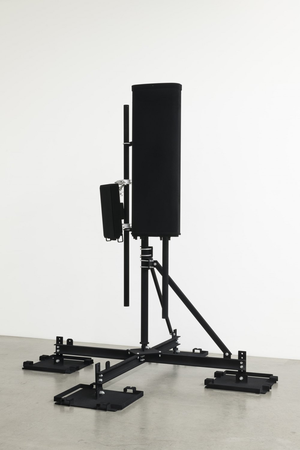 Yngve Holen  5G Oslo Base Station Black, 2023 metal, antennae, resin, flock 298 x 277 x 277 cm  