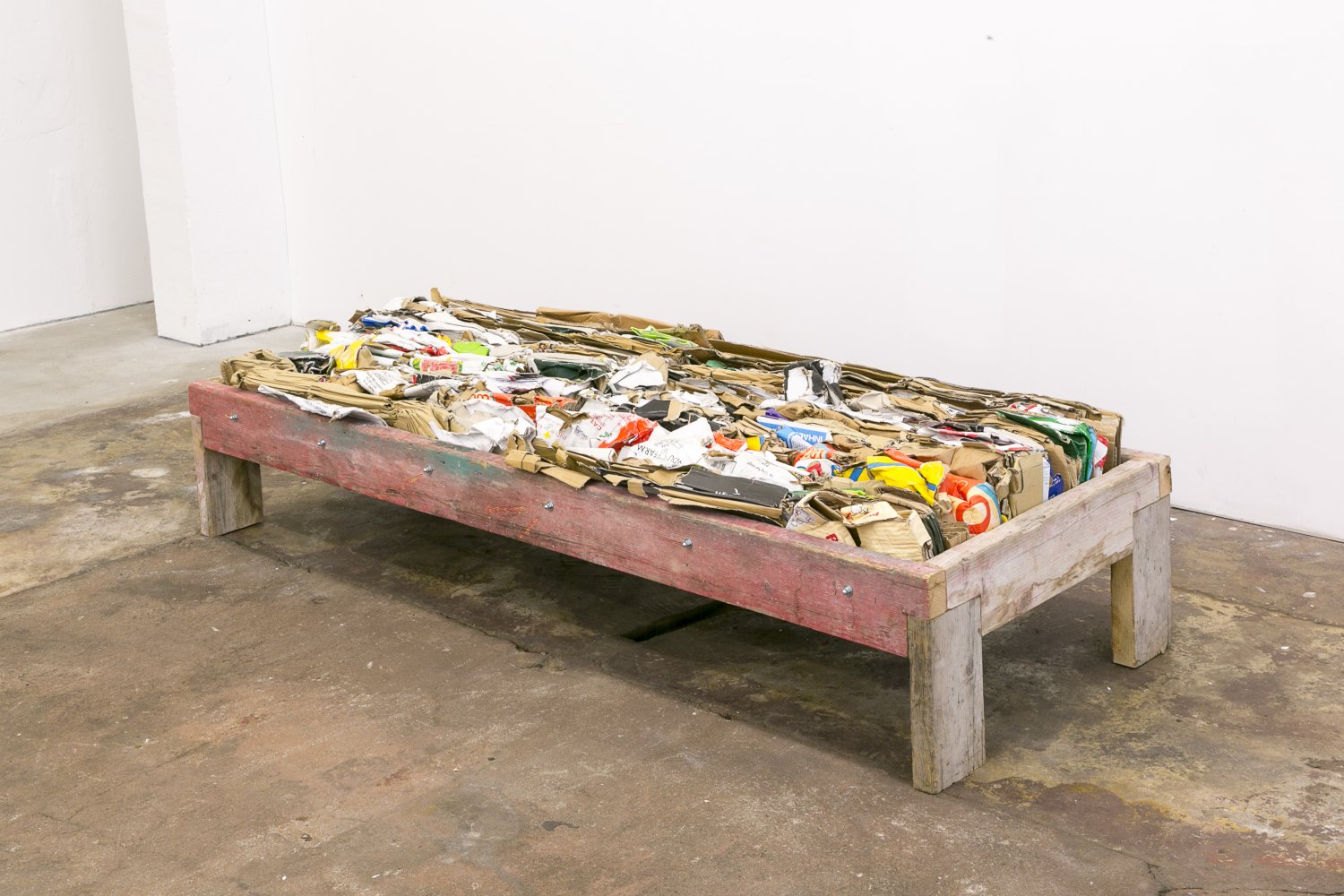 Klara Lidén Untitled, 2014  Wood, cardboard and rubber 47 x 80 x 200 cm   