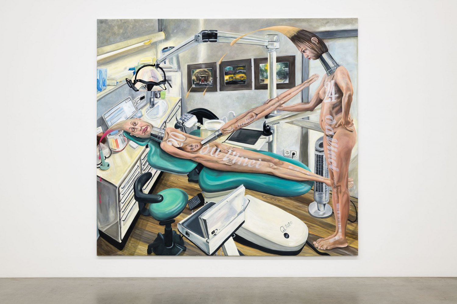 Jana Euler The female brush painting the female brush with the female brush at the dentist‘s office, 2023  Oil on canvas  300 x 330 cm  