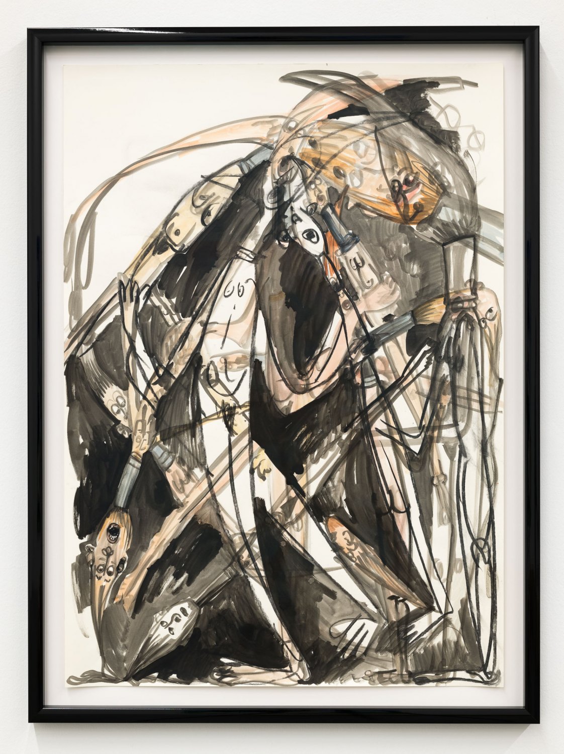Jana Euler In my studio 2, drawing, 2023  Charcoal, watercolour, ink on paper  94 x 69 cm 