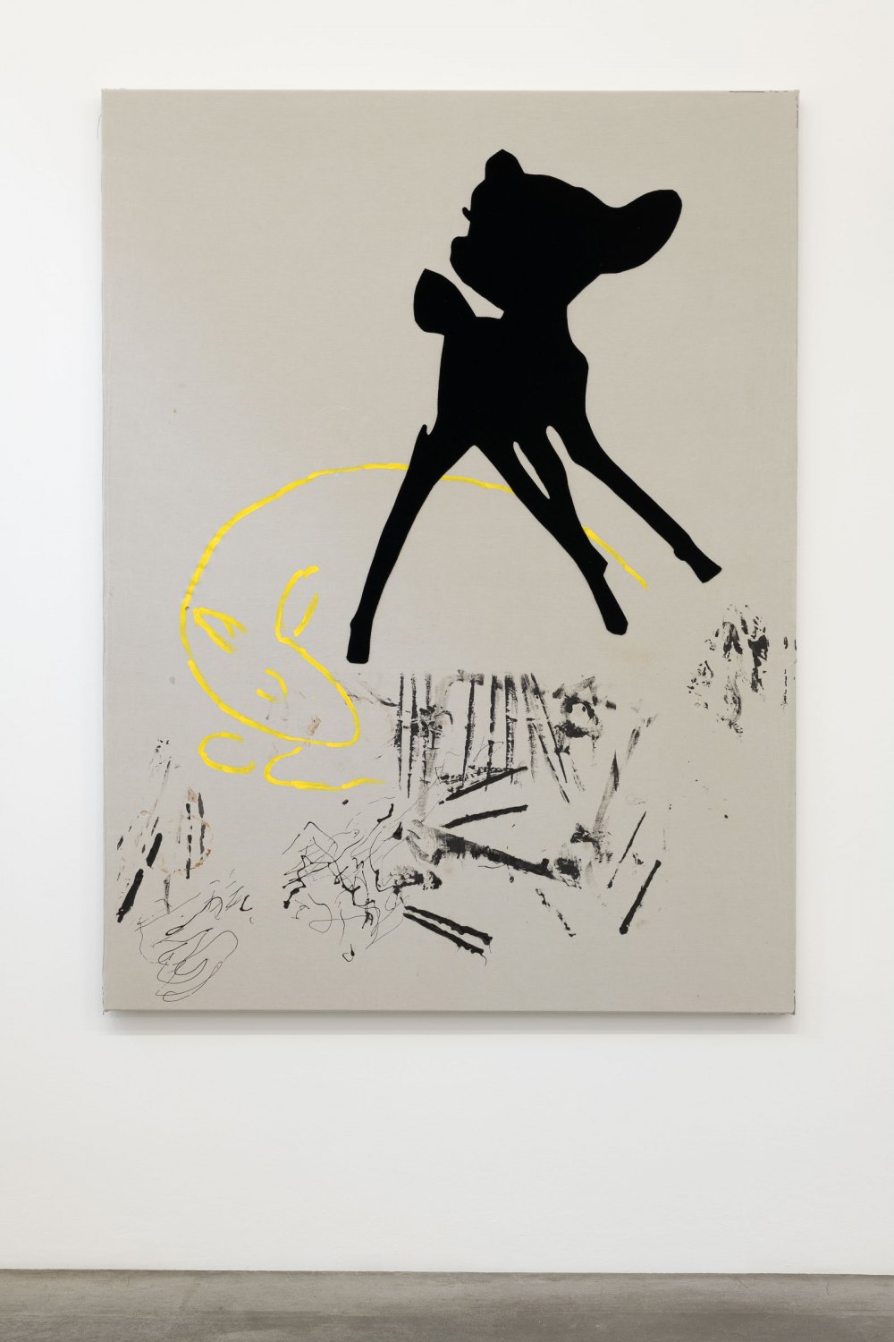 Cosima von Bonin, Deer, 2024 Linen, lacquer, acrylic, velvet, fleece 194 x 146 x 4.5 cm