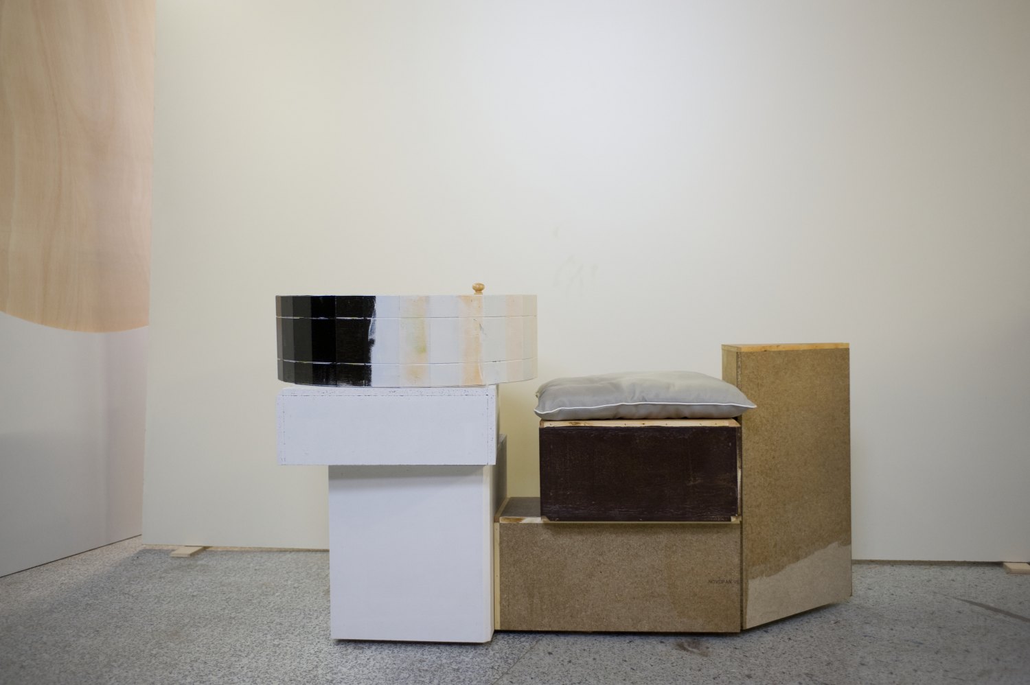 Manfred Pernice von der Stange 3, 2011 Wood, varnish, seat cushion 82 x 71 x 146 cm