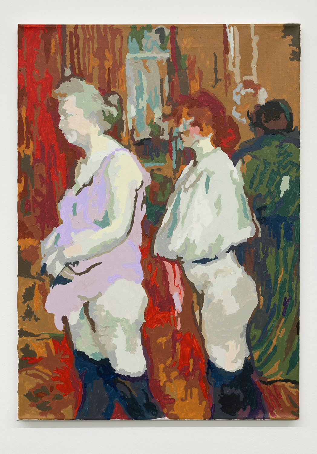 Reba Maybury Wannable Mellors, Irish builder, 44, London, 2022 Acrylic on printed canvas (24 colours) 70 x 50 cm