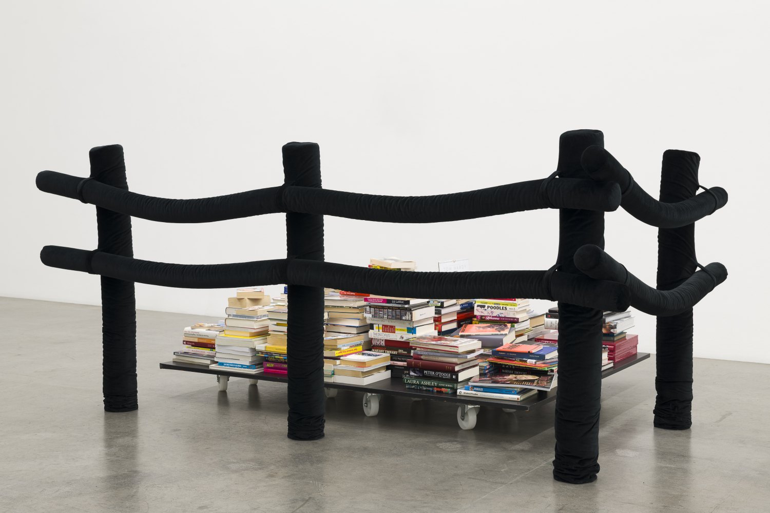 Do Nothing Club, 2021 Books, lacquer, wood, steel, foam, rubber, and velvet Dimensions variable