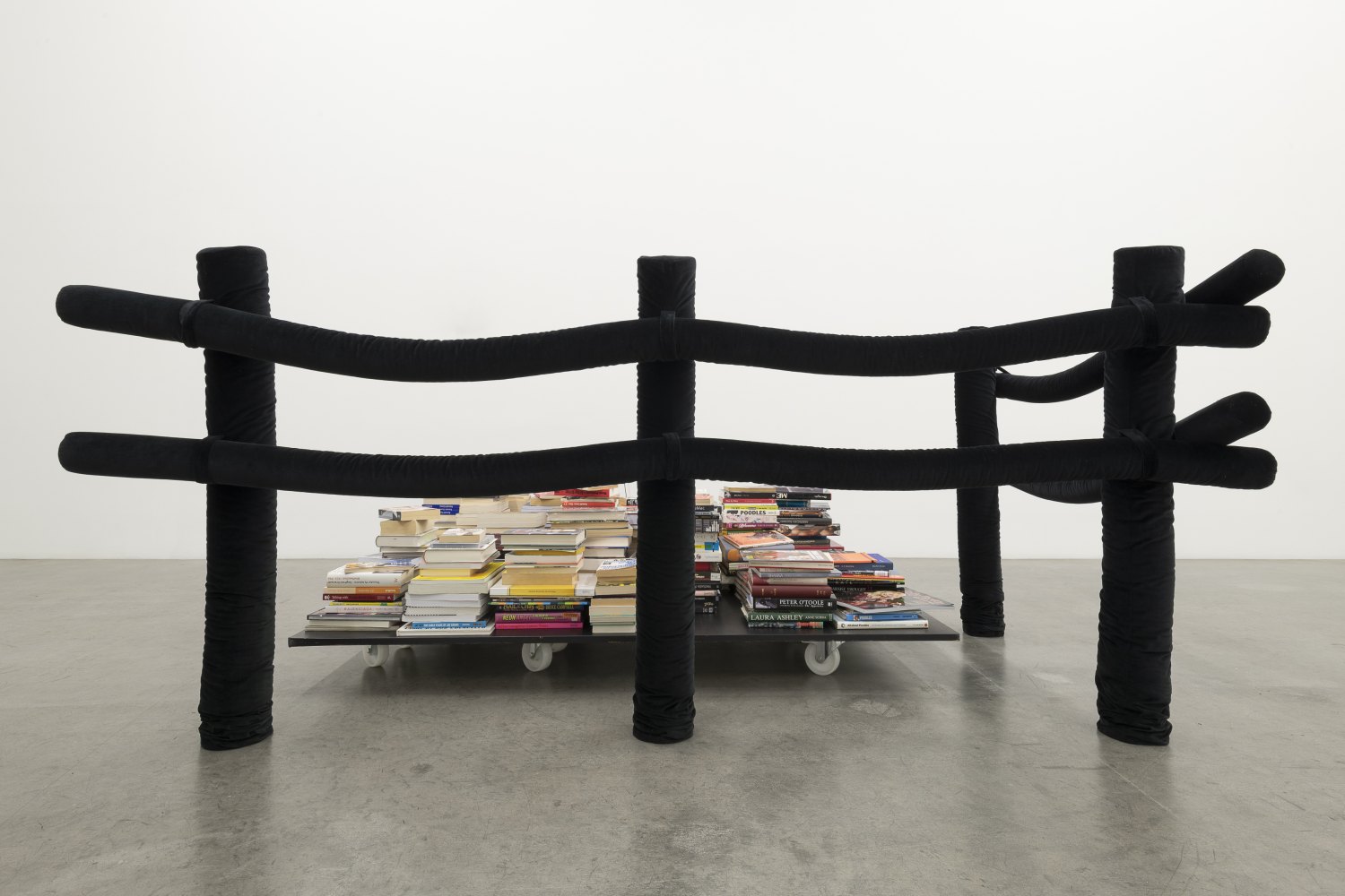 Do Nothing Club, 2021 Books, lacquer, wood, steel, foam, rubber, and velvet Dimensions variable