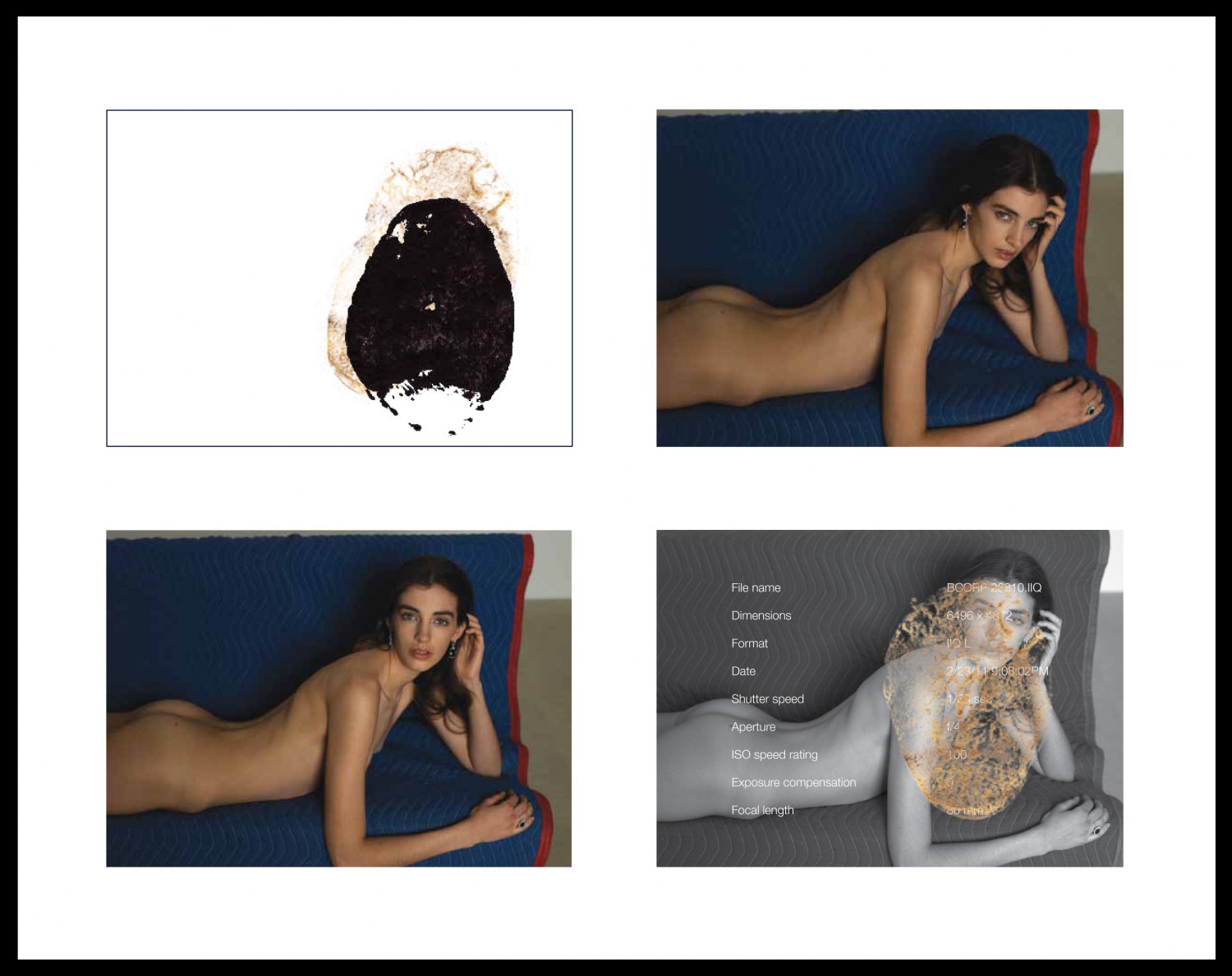 Bernadette Corporation Model Cards (Laura x4), 2011 4 cards set framed, 49.5 × 62 cm