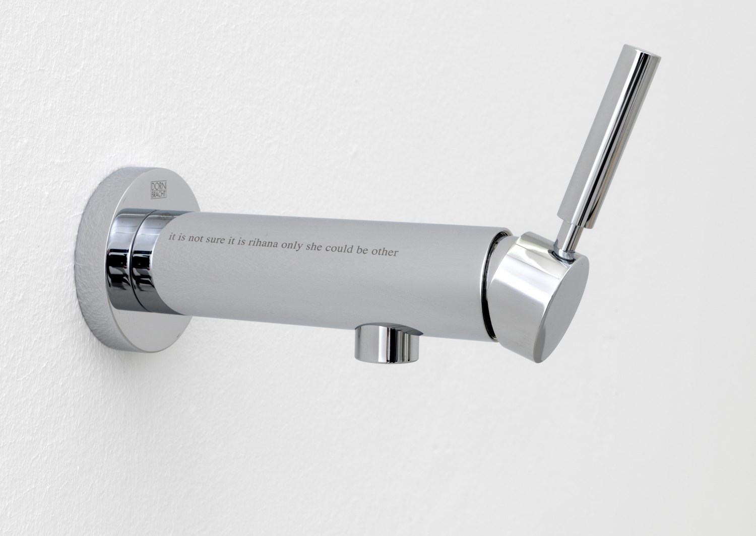 Bernadette Corporation only she could be other, 2010 Dornbracht TARA.LOGIC wall-mounted single-lever basin mixer with 1 sandblast etching and 1 hand engraving, 13 × 8 × 23 cm