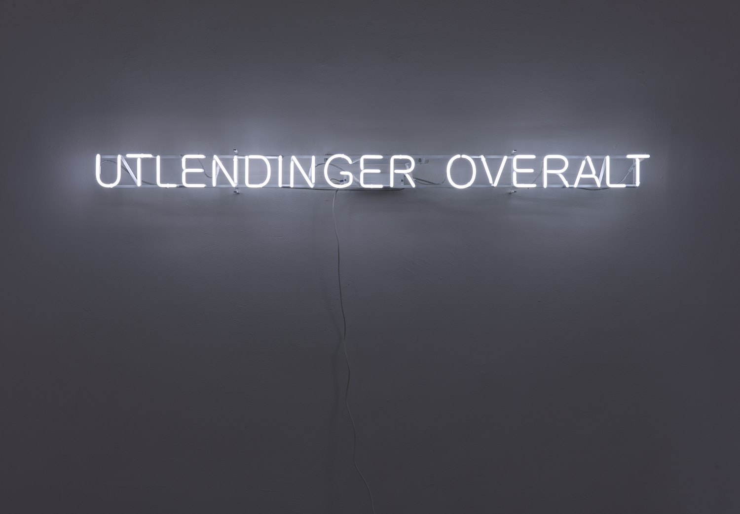 Claire Fontaine Foreigners everywhere (Norwegian), 2007 Suspended, wall or window mounted neon, framework, electronic transformer, cables, 9.8 × 163 × 4.5 cm