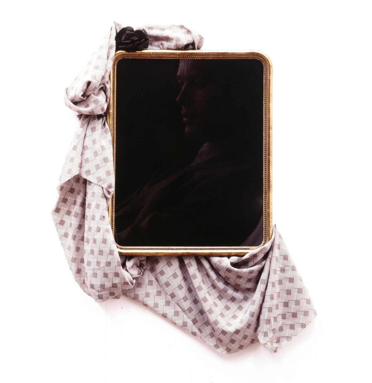 Kai Althoff Untitled, 2004 Photography on aluminum foil in antique frame, fabric, flower, 62 × 49 cm