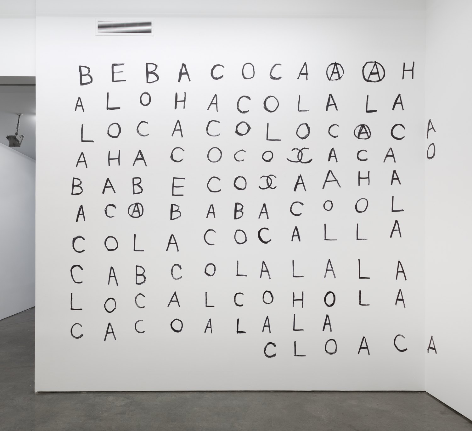 Karl Holmqvist Bebe Coca wall drawing, 2015 Wall drawing, dimensions variable