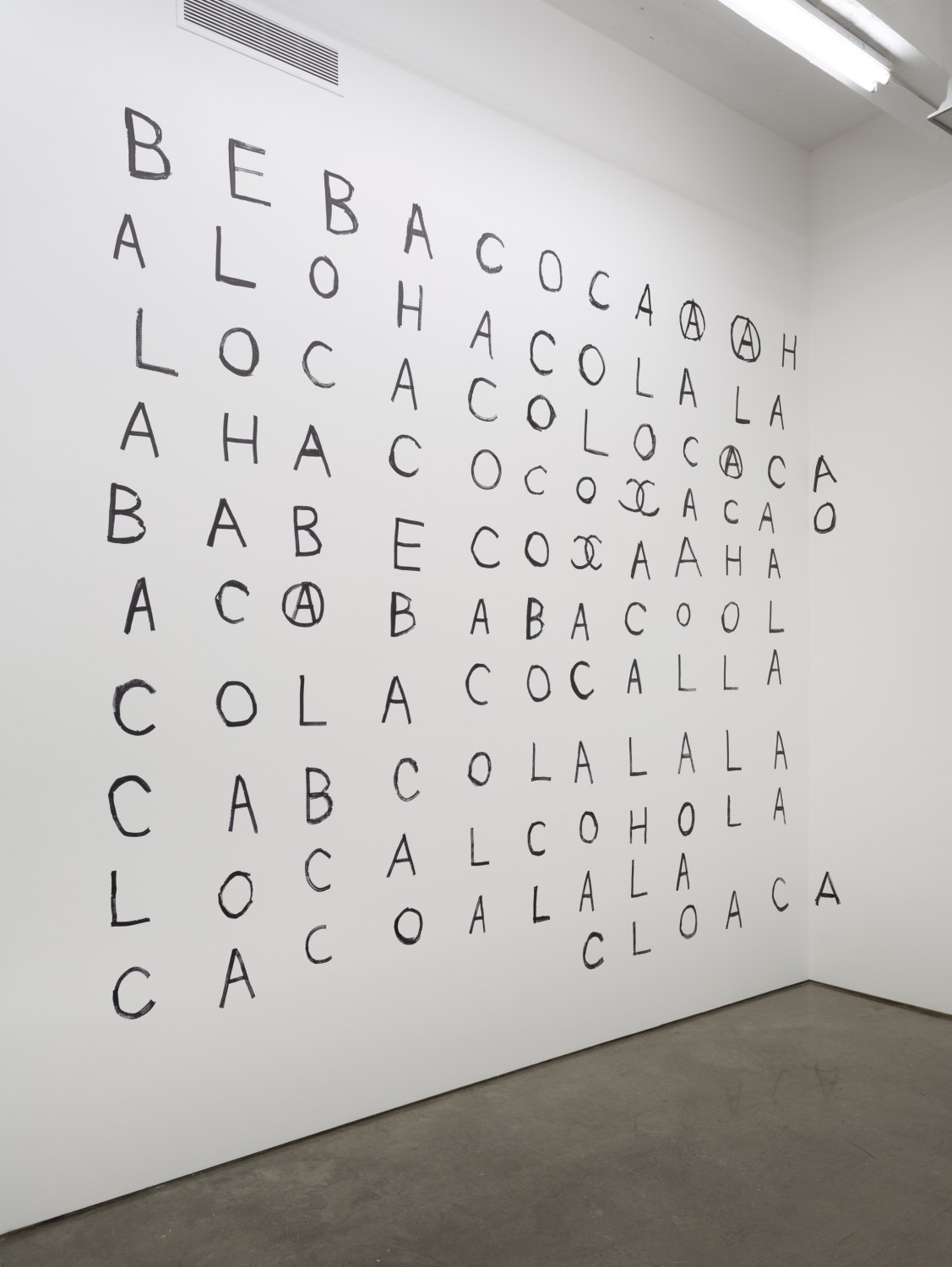 Karl Holmqvist Bebe Coca wall drawing, 2015 Wall drawing, dimensions variable