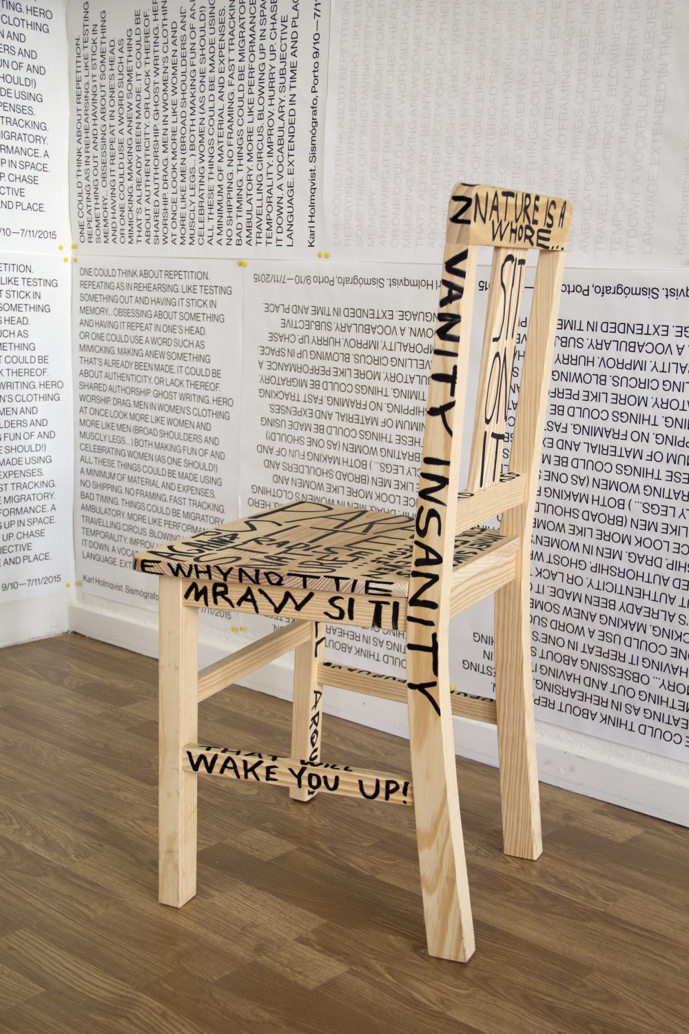 Karl Holmqvist Untitled, 2015 Magic marker on wooden chair, 87 × 44 × 42 cm