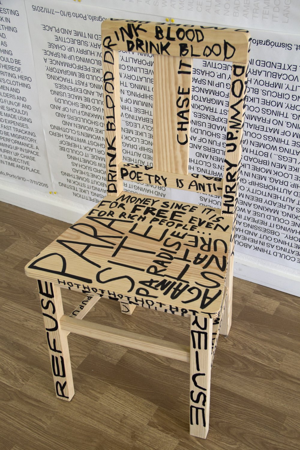 Karl Holmqvist Untitled, 2015 Magic marker on wooden chair, 87 × 44 × 42 cm