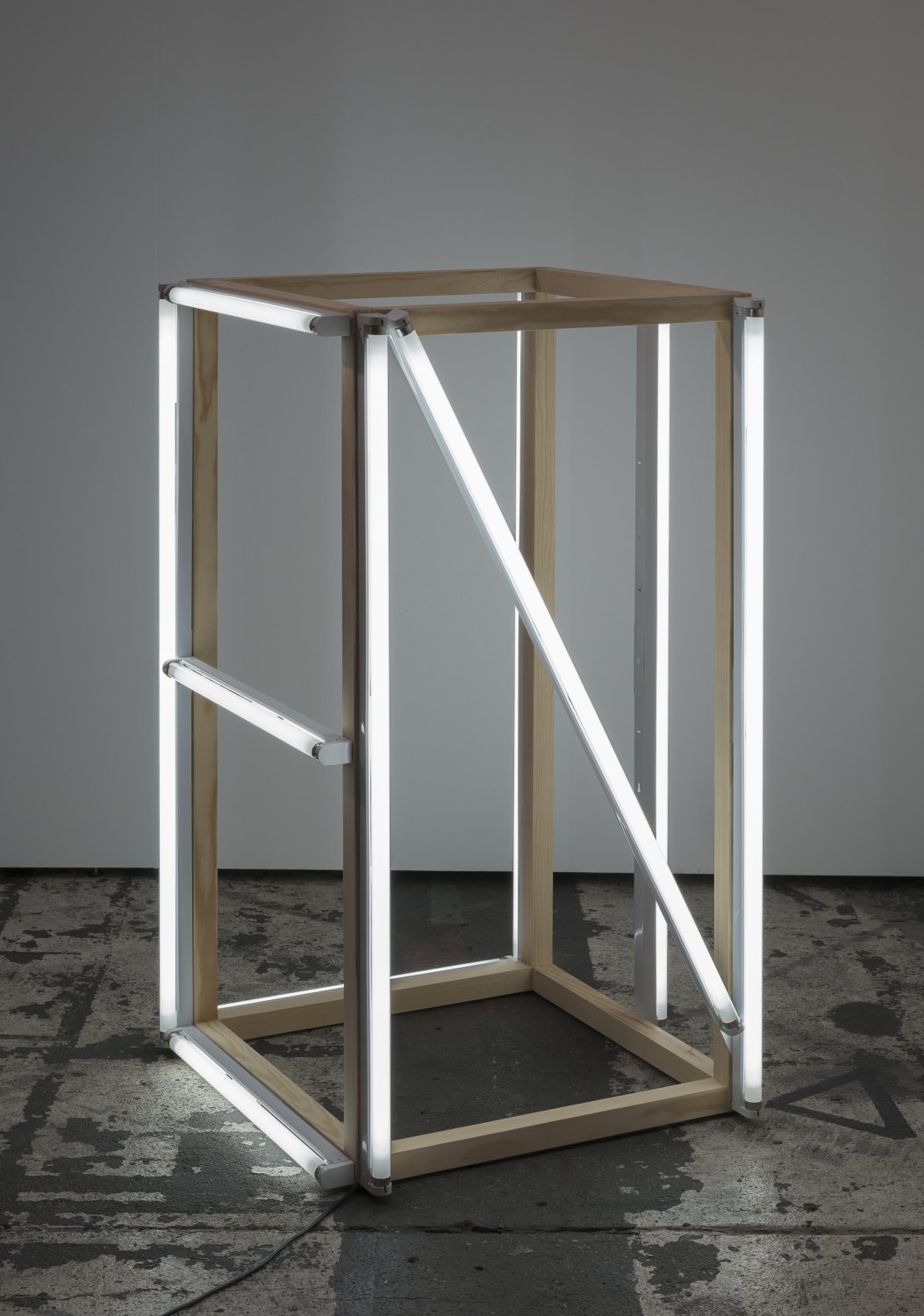 Karl Holmqvist Untitled (Four-letter word sculpture NICE), 2015 Wood, fluorescent tubes, 124 × 70 × 70 cm