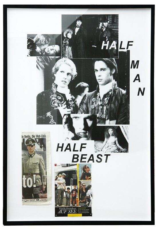 Karl Holmqvist Untitled (HALF MAN HALF BEAST), 2009 Framed collage, 72.5 × 52.5 × 4 cm