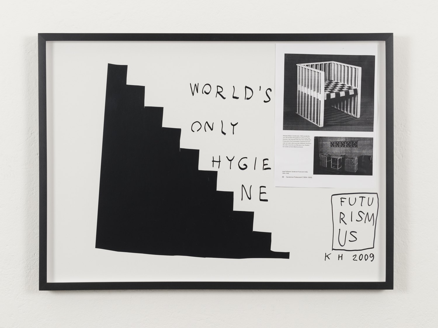 Karl Holmqvist Untitled (WORLD'S ONLY HYGIENE), 2009 Framed collage, 52.5 × 72.5 × 4 cm